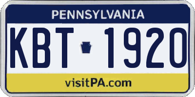 PA license plate KBT1920