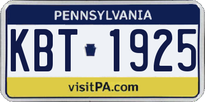 PA license plate KBT1925