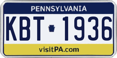 PA license plate KBT1936