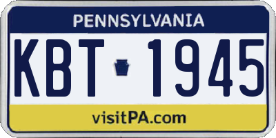 PA license plate KBT1945