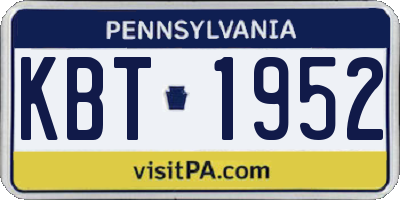 PA license plate KBT1952