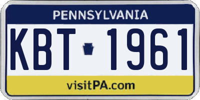PA license plate KBT1961