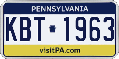 PA license plate KBT1963