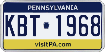 PA license plate KBT1968