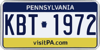 PA license plate KBT1972