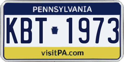 PA license plate KBT1973