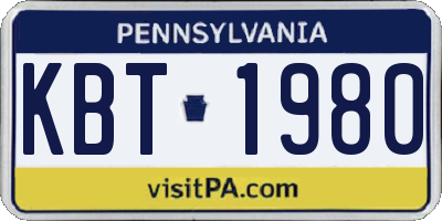 PA license plate KBT1980