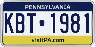 PA license plate KBT1981