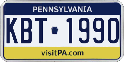 PA license plate KBT1990