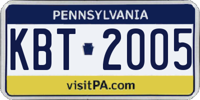 PA license plate KBT2005
