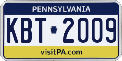 PA license plate KBT2009