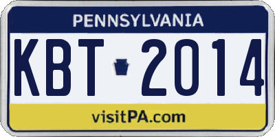 PA license plate KBT2014