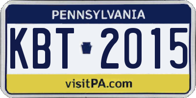 PA license plate KBT2015