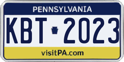 PA license plate KBT2023