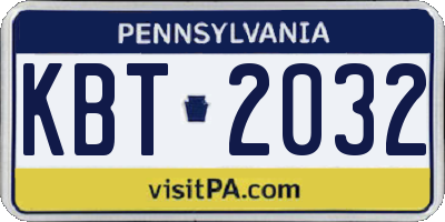 PA license plate KBT2032