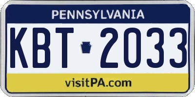 PA license plate KBT2033