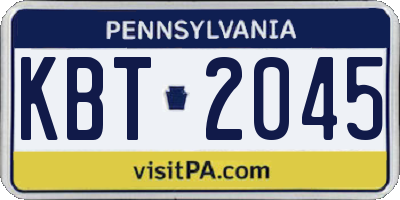 PA license plate KBT2045
