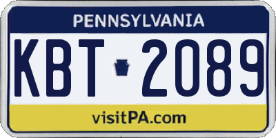 PA license plate KBT2089