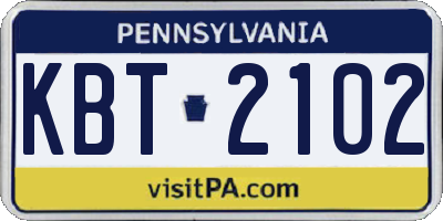 PA license plate KBT2102