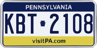 PA license plate KBT2108