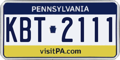 PA license plate KBT2111