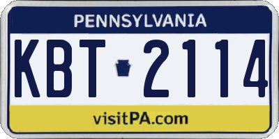 PA license plate KBT2114