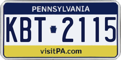 PA license plate KBT2115