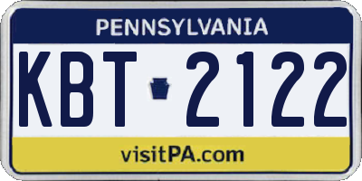 PA license plate KBT2122