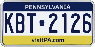 PA license plate KBT2126