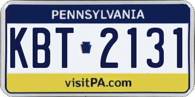 PA license plate KBT2131