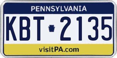 PA license plate KBT2135
