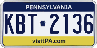 PA license plate KBT2136