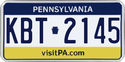 PA license plate KBT2145