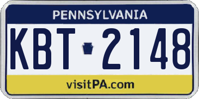 PA license plate KBT2148