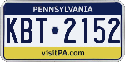 PA license plate KBT2152