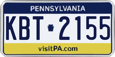 PA license plate KBT2155