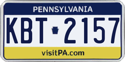 PA license plate KBT2157