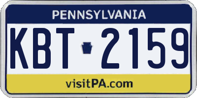 PA license plate KBT2159