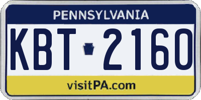 PA license plate KBT2160