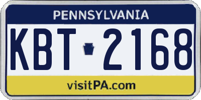 PA license plate KBT2168