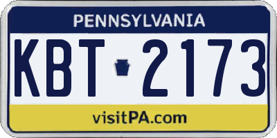 PA license plate KBT2173