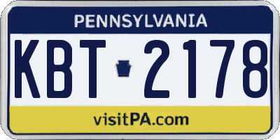 PA license plate KBT2178