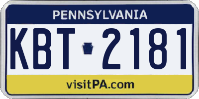 PA license plate KBT2181