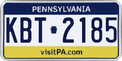 PA license plate KBT2185