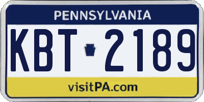 PA license plate KBT2189