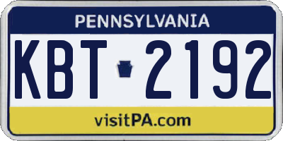 PA license plate KBT2192