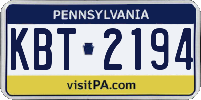PA license plate KBT2194