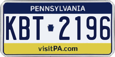 PA license plate KBT2196