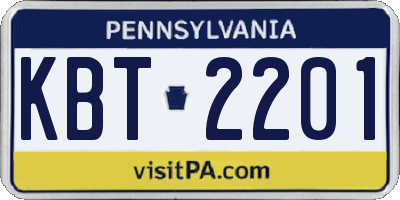 PA license plate KBT2201