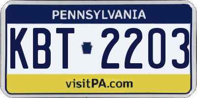 PA license plate KBT2203